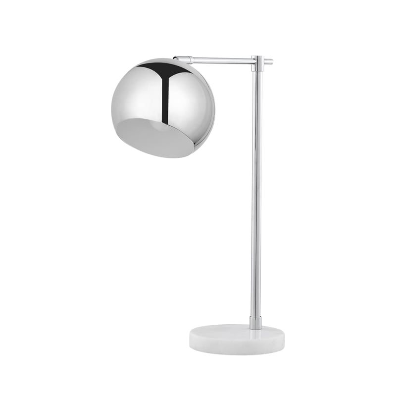 Posh Living Kendric Table Lamp 5ft Power Cord Marble Stone Base Chrome