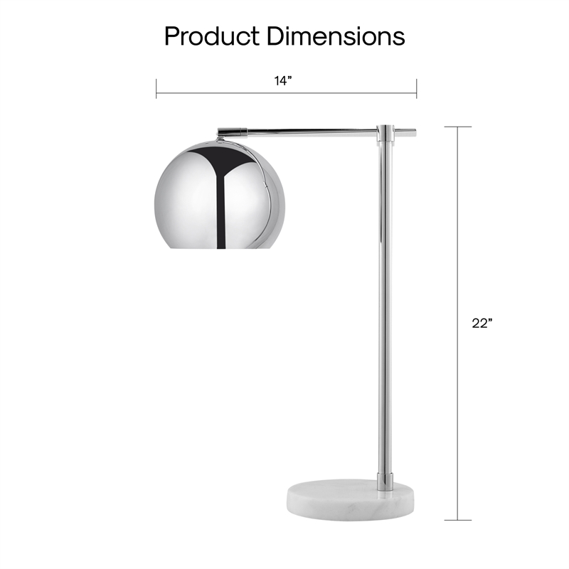 Posh Living Kendric Table Lamp 5ft Power Cord Marble Stone Base Chrome