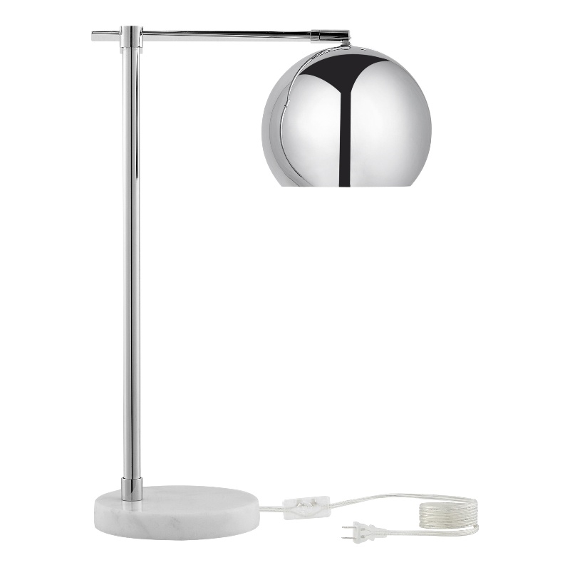 Posh Living Kendric Table Lamp 5ft Power Cord Marble Stone Base Chrome