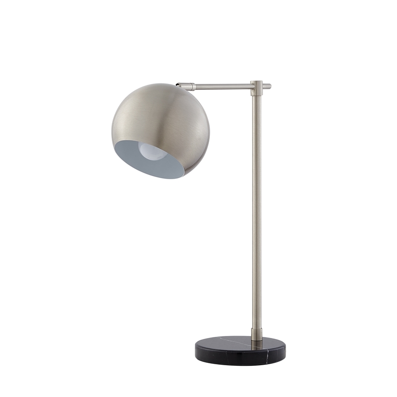 Posh Living Kendric Table Lamp 5ft Power Cord Marble Stone Base Stainless Steel