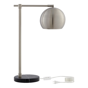 Posh Living Kendric Table Lamp 5ft Power Cord Marble Stone Base Stainless Steel