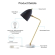 Posh Living Parth Table Lamp 5ft Power Cord Marble Stone Base Black