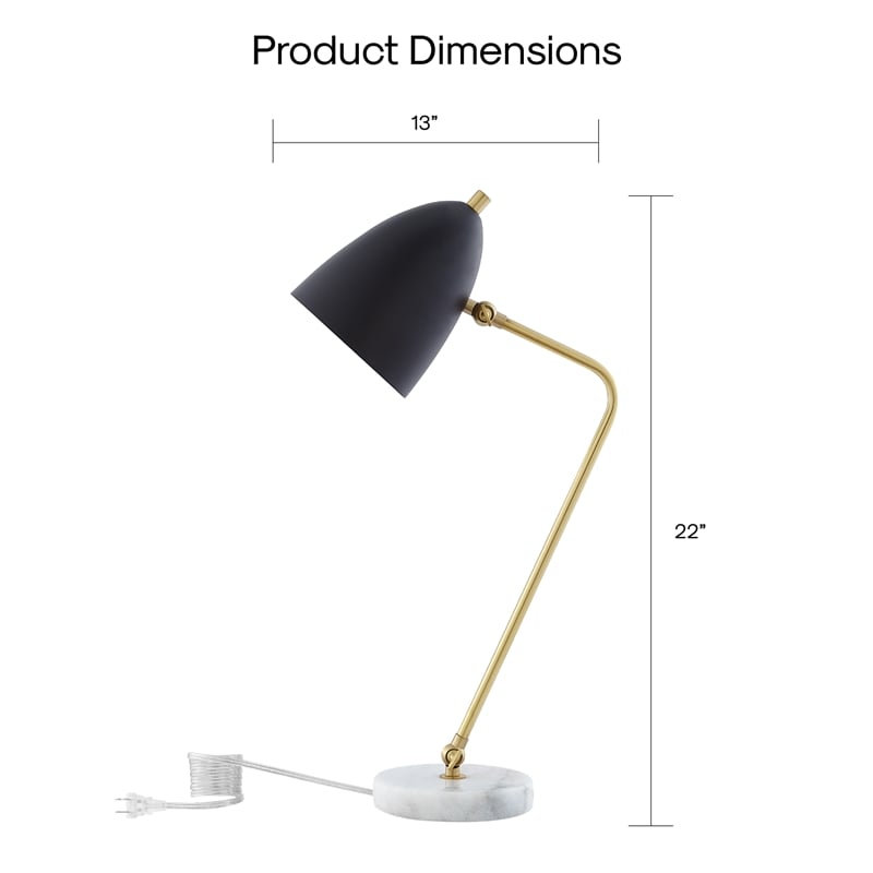 Posh Living Parth Table Lamp 5ft Power Cord Marble Stone Base Black