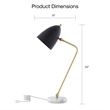 Posh Living Parth Table Lamp 5ft Power Cord Marble Stone Base Black