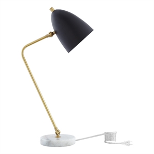 Posh Living Parth Table Lamp 5ft Power Cord Marble Stone Base Black