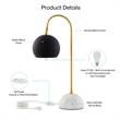 Posh Living Ambar Table Lamp 5ft Power Cord Marble Stone Base Black