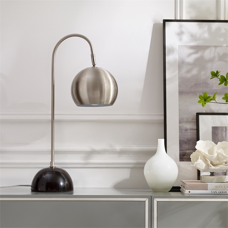 Posh Living Ambar Table Lamp 5ft Power Cord Marble Stone Base Stainless Steel