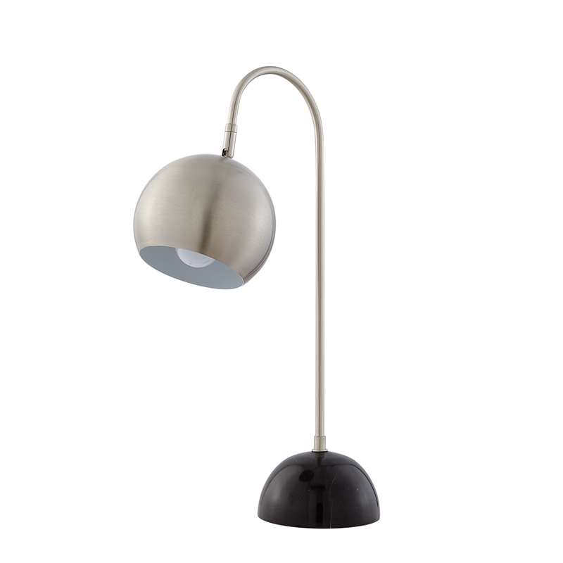 Posh Living Ambar Table Lamp 5ft Power Cord Marble Stone Base Stainless Steel