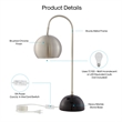 Posh Living Ambar Table Lamp 5ft Power Cord Marble Stone Base Stainless Steel