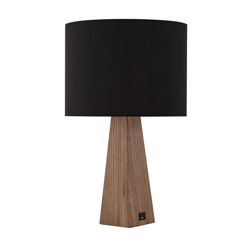 Posh Living Catarina Table Lamp 5ft Power Cord USB Charger Black