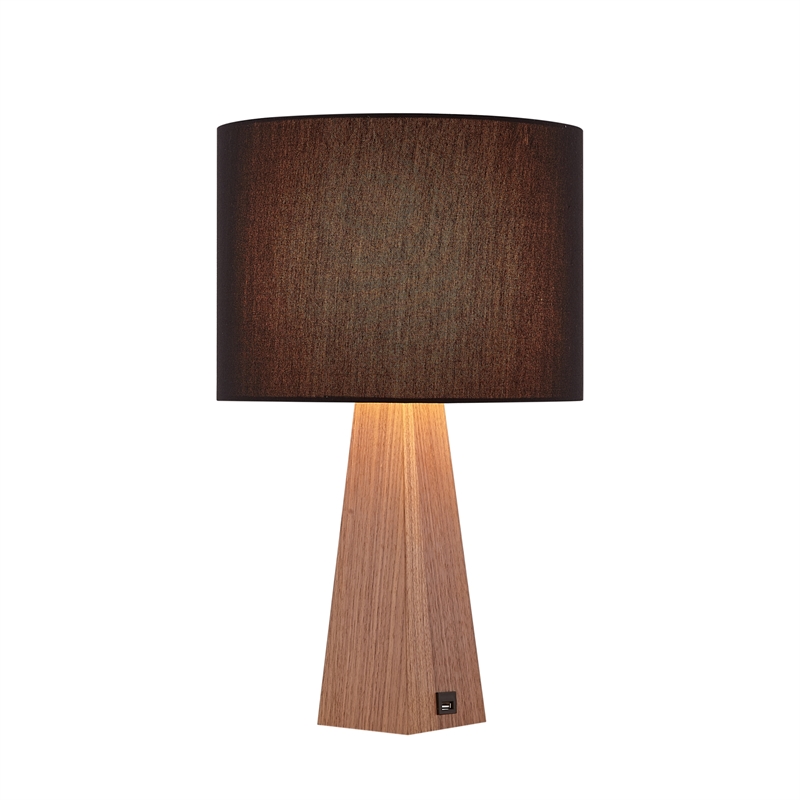 Posh Living Catarina Table Lamp 5ft Power Cord USB Charger Black