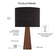 Posh Living Catarina Table Lamp 5ft Power Cord USB Charger Black
