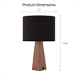 Posh Living Catarina Table Lamp 5ft Power Cord USB Charger Black