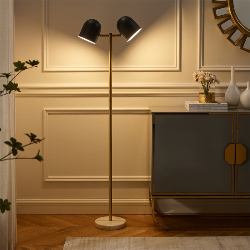 Posh Living Kaylei Floor Lamp 6ft Power Cord Foot Switch 2 Lights Black