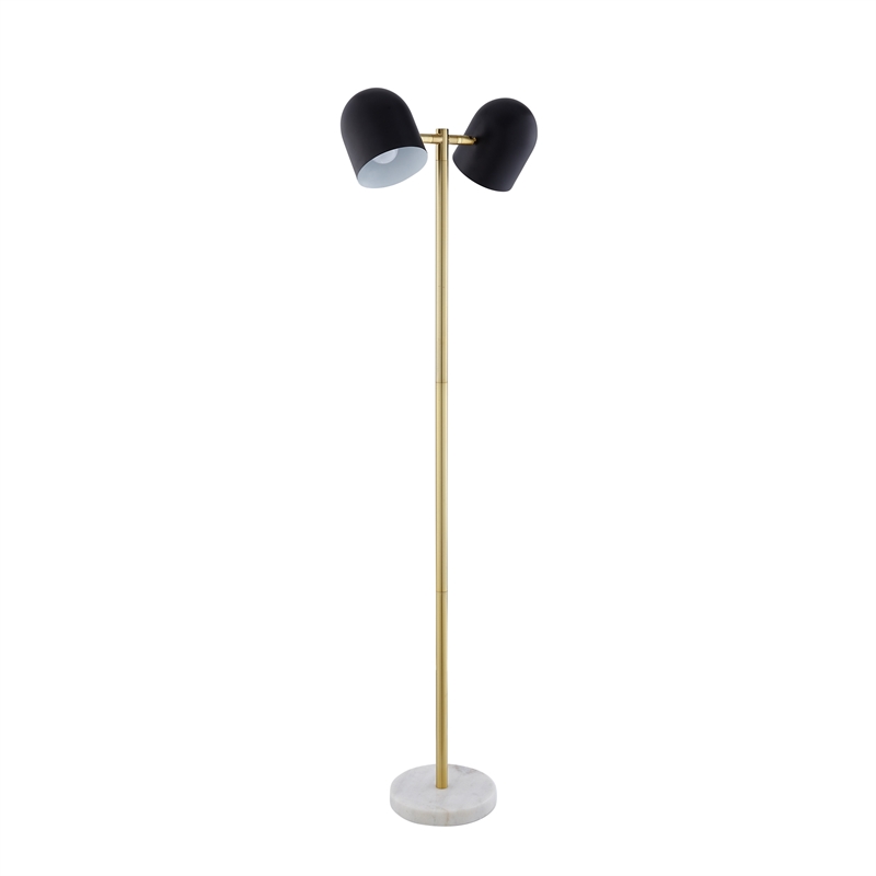 Posh Living Kaylei Floor Lamp 6ft Power Cord Foot Switch 2 Lights Black