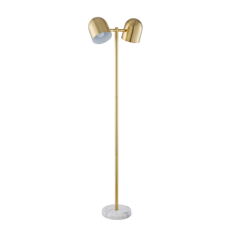Posh Living Kaylei Floor Lamp 6ft Power Cord Foot Switch 2 Lights Brass