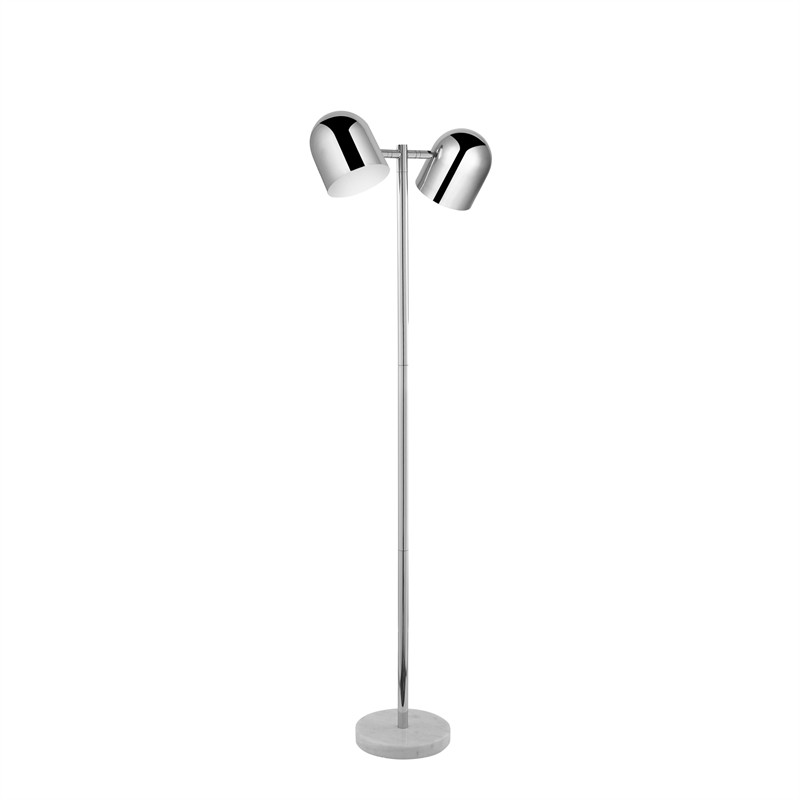 Posh Living Kaylei Floor Lamp 6ft Power Cord Foot Switch 2 Lights Chrome