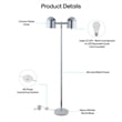 Posh Living Kaylei Floor Lamp 6ft Power Cord Foot Switch 2 Lights Chrome