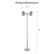 Posh Living Kaylei Floor Lamp 6ft Power Cord Foot Switch 2 Lights Chrome