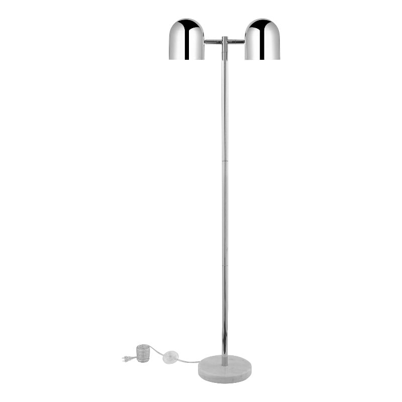 Posh Living Kaylei Floor Lamp 6ft Power Cord Foot Switch 2 Lights Chrome