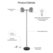 Posh Living Kaylei Floor Lamp 6ft Power Cord Foot Switch 2 Light Stainless Steel