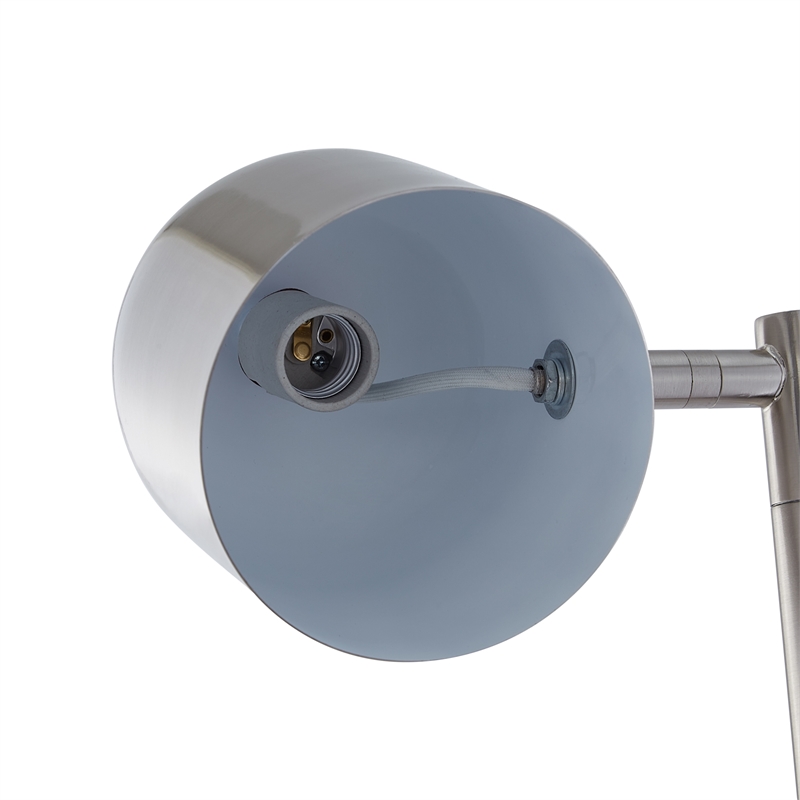 Posh Living Kaylei Floor Lamp 6ft Power Cord Foot Switch 2 Light Stainless Steel