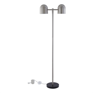 Posh Living Kaylei Floor Lamp 6ft Power Cord Foot Switch 2 Light Stainless Steel