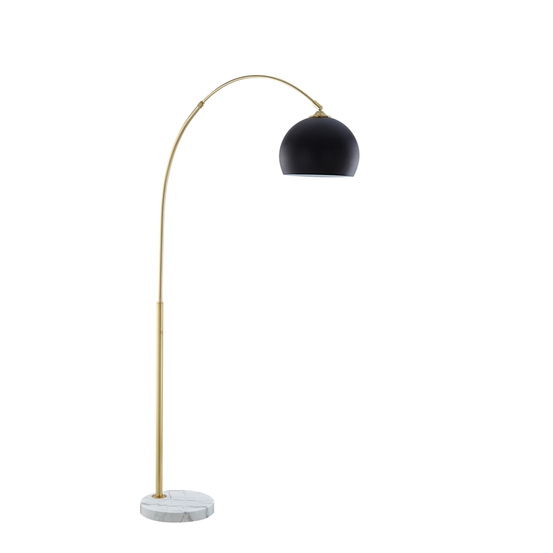 Posh Living Lillia Floor Lamp 6ft Power Cord Marble Stone Base Black