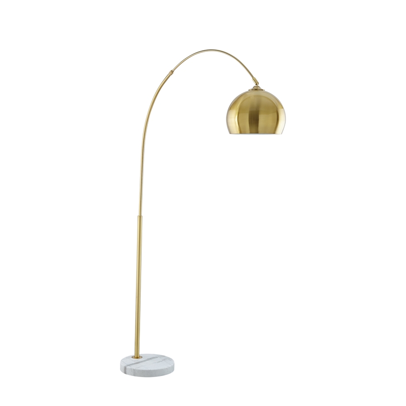 Posh Living Lillia Floor Lamp 6ft Power Cord Marble Stone Base Brass