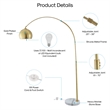 Posh Living Lillia Floor Lamp 6ft Power Cord Marble Stone Base Brass