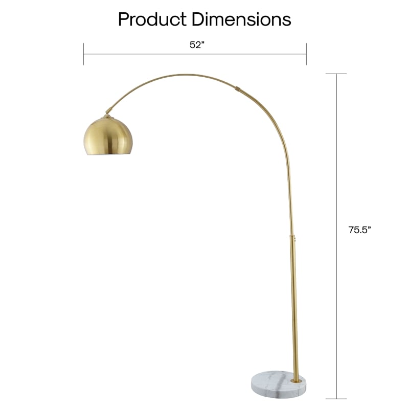 Posh Living Lillia Floor Lamp 6ft Power Cord Marble Stone Base Brass
