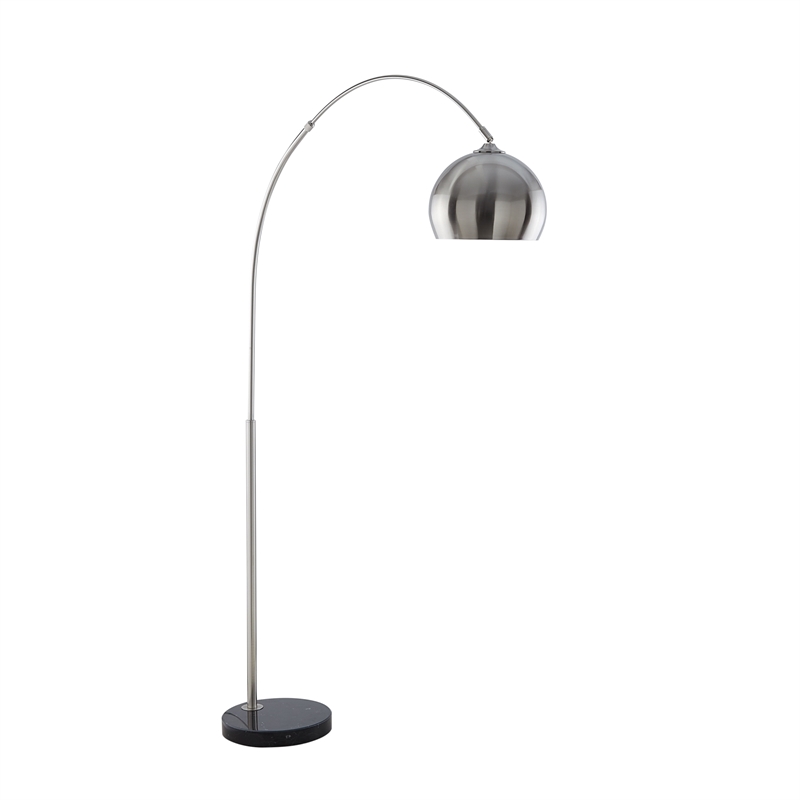 Posh Living Lillia Floor Lamp 6ft Power Cord Marble Stone Base Stainless Steel