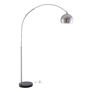 Posh Living Lillia Floor Lamp 6ft Power Cord Marble Stone Base Stainless Steel