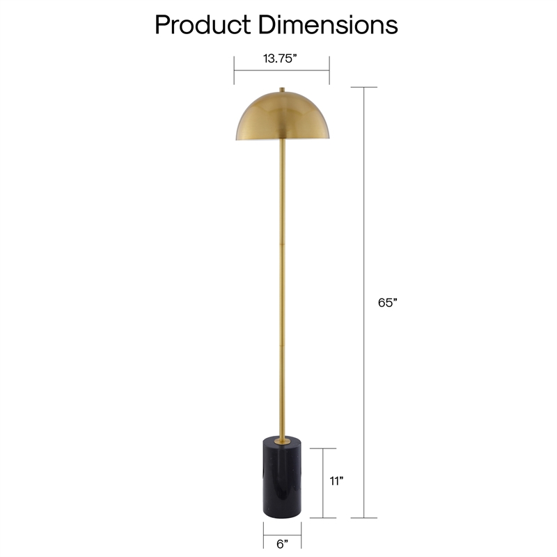 Posh Living Malaika Floor Lamp 6ft Power Cord Marble Stone Base Brass/Black