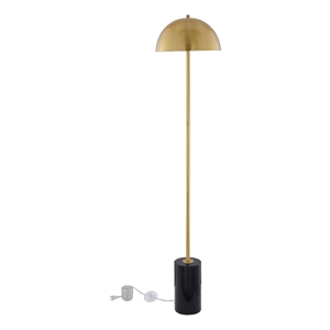 Posh Living Malaika Floor Lamp 6ft Power Cord Marble Stone Base Brass/Black