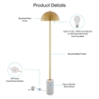 Posh Living Malaika Floor Lamp 6ft Power Cord Marble Stone Base Brass/White