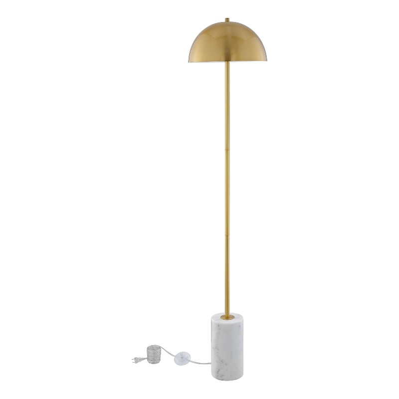 Posh Living Malaika Floor Lamp 6ft Power Cord Marble Stone Base Brass/White