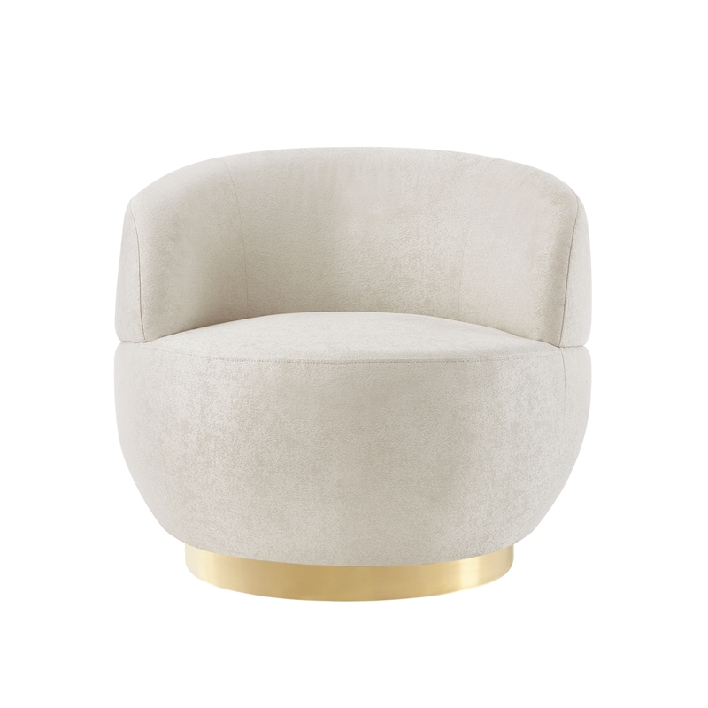 Posh Living Kenzleigh Linen Accent Chair Cream White/Gold