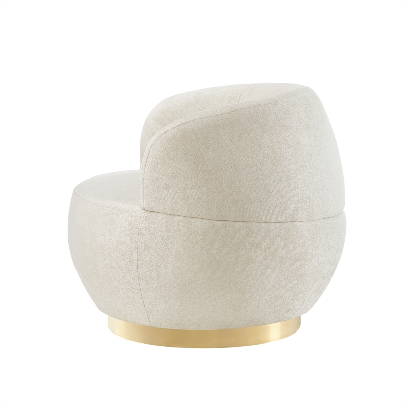 Posh Living Kenzleigh Linen Accent Chair Cream White/Gold