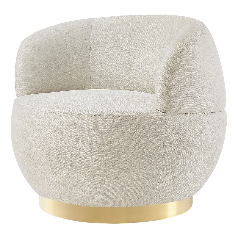 Posh Living Kenzleigh Linen Accent Chair Cream White/Gold
