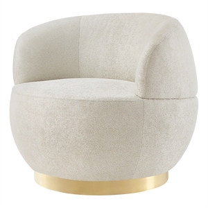 Posh Living Kenzleigh Linen Accent Chair Cream White/Gold