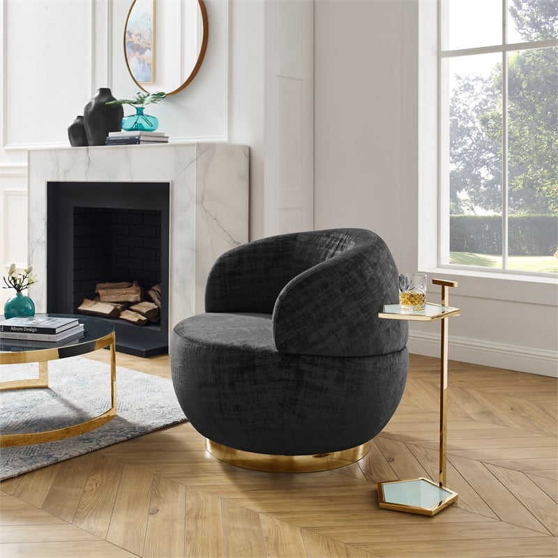 Posh Living Kenzleigh Velvet Accent Chair Black/Gold