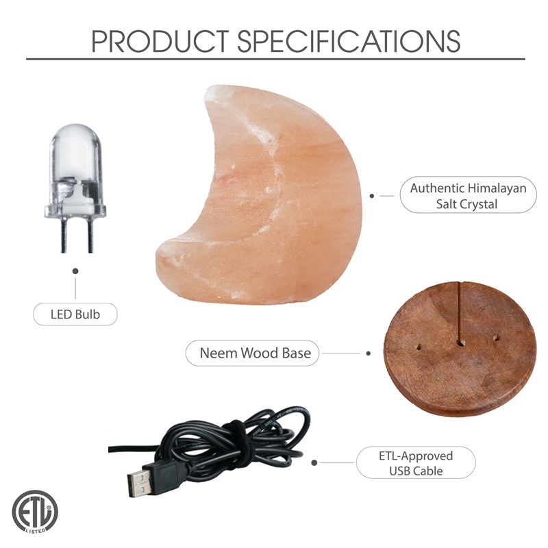 Posh Living Adria Moon Salt Lamp 8 Color Modes