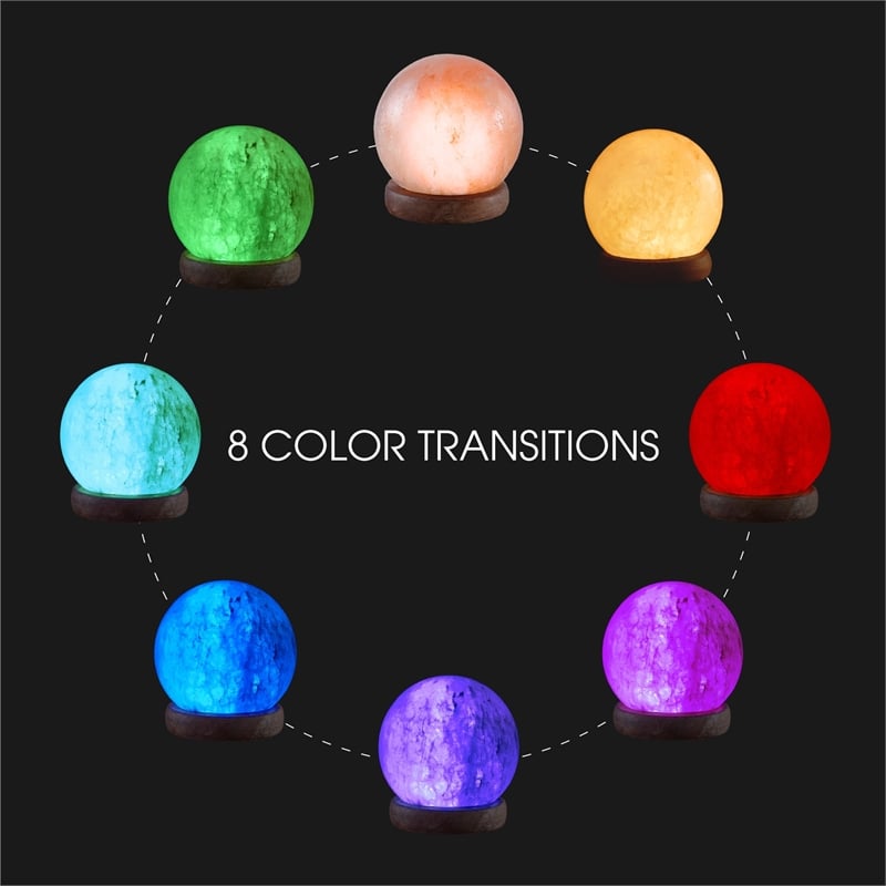Posh Living Adlee Round Salt Lamp 8 Color Modes