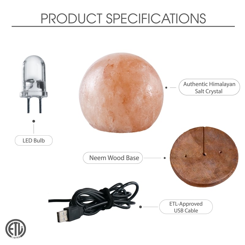 Posh Living Adlee Round Salt Lamp 8 Color Modes