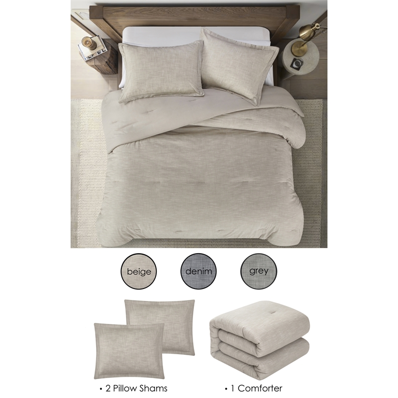 Posh Living Jeter 3pc King/California King Comforter Set Beige