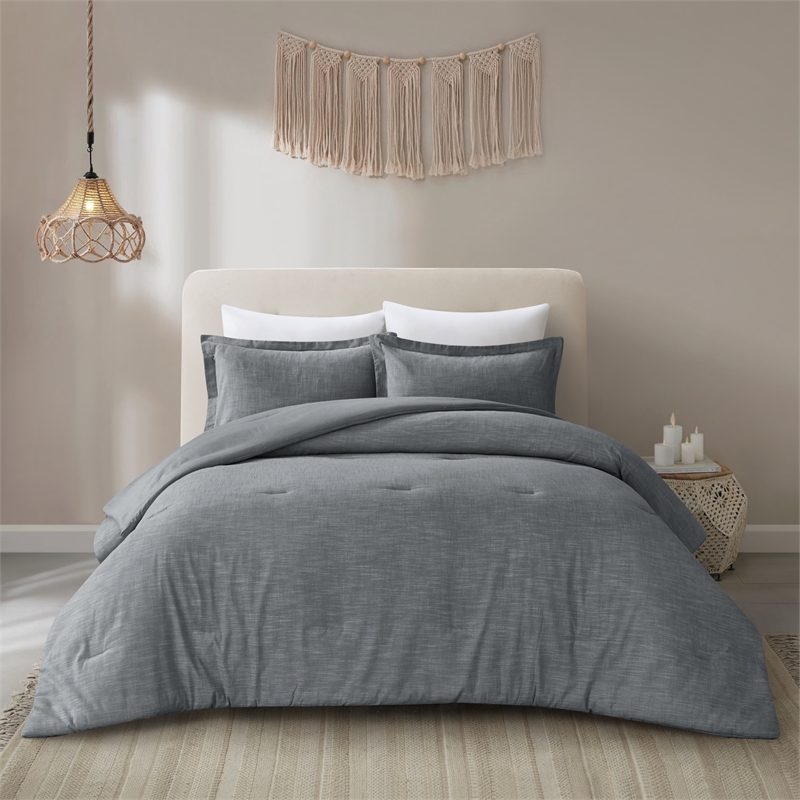 Posh Living Jeter 3pc Full/Queen Comforter Set Denim