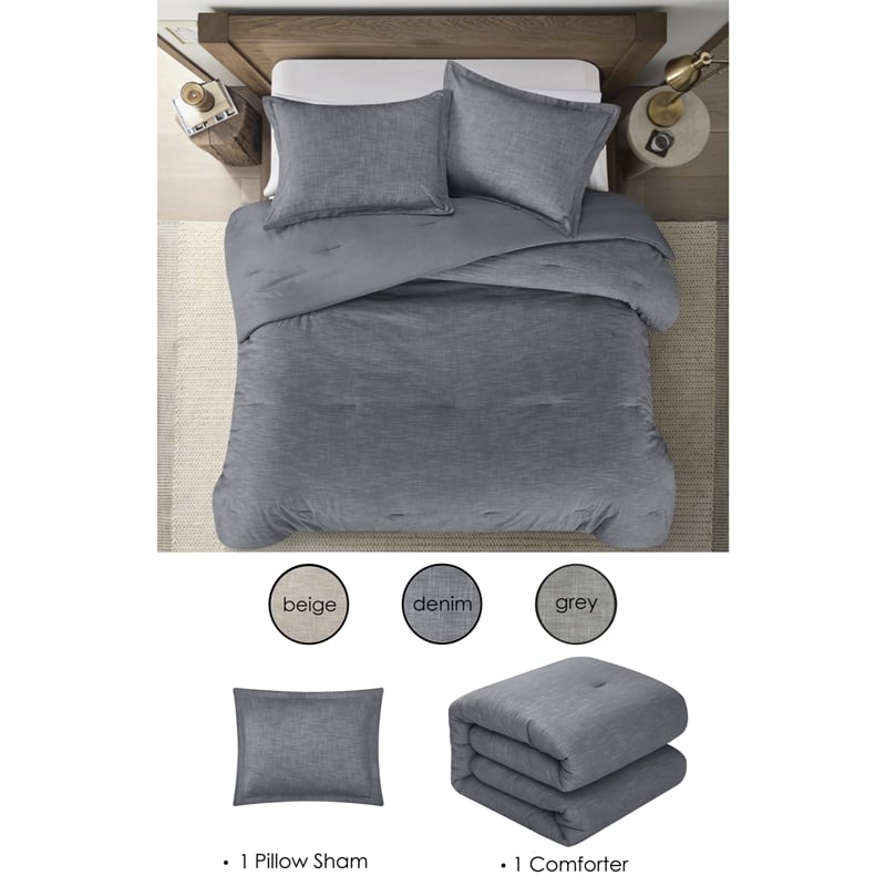 Posh Living Jeter 2pc Twin/Twin XL Comforter Set Denim