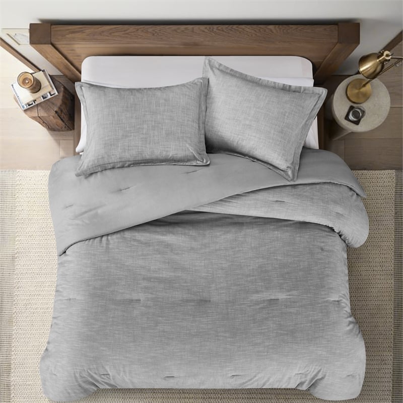 Posh Living Jeter 3pc Full/Queen Comforter Set Grey