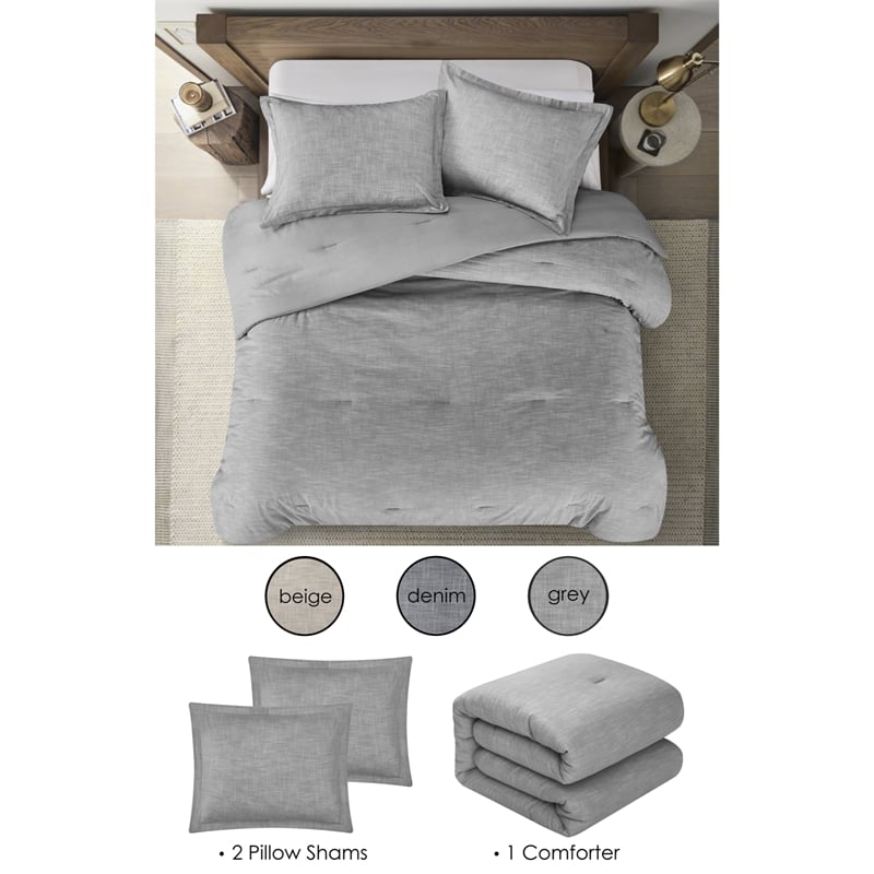 Posh Living Jeter 3pc Full/Queen Comforter Set Grey